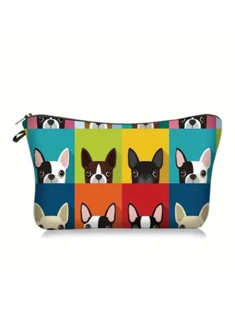Cosmetic Bag Boston Terrier Frenchie Dog Makeup Clutch Zip Pouch Travel Organize
